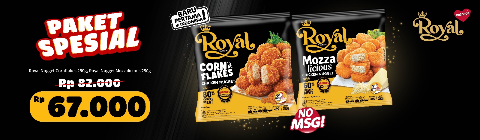 Paket Royal Cornflakes 250 gr dan Royal Nugget Mozzalicious 250 gr